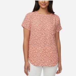 NWT Buffalo Ladies' Short Sleeve Blouse with Pocket Pink Floral(Ditsy Daisy)
